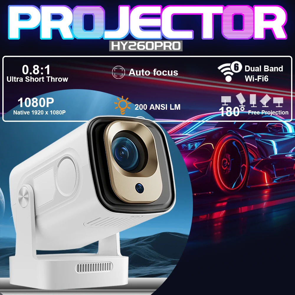 HY260 PRO Android-Projektor 4K Android 11 Native 1080P Dual Wifi6 BT5.0 Cinema Outdoor tragbarer Projektor Image
