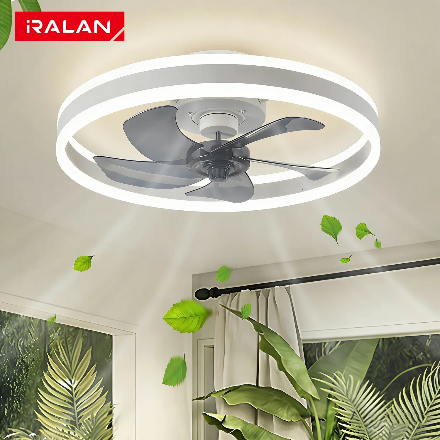 IRALAN LED-Deckenventilator-Licht, moderne beleuchtete Deckenventilatoren, einfache intelligente APP-Fernbedienung, dekorativer LED-Lampenventilator für Zuhause