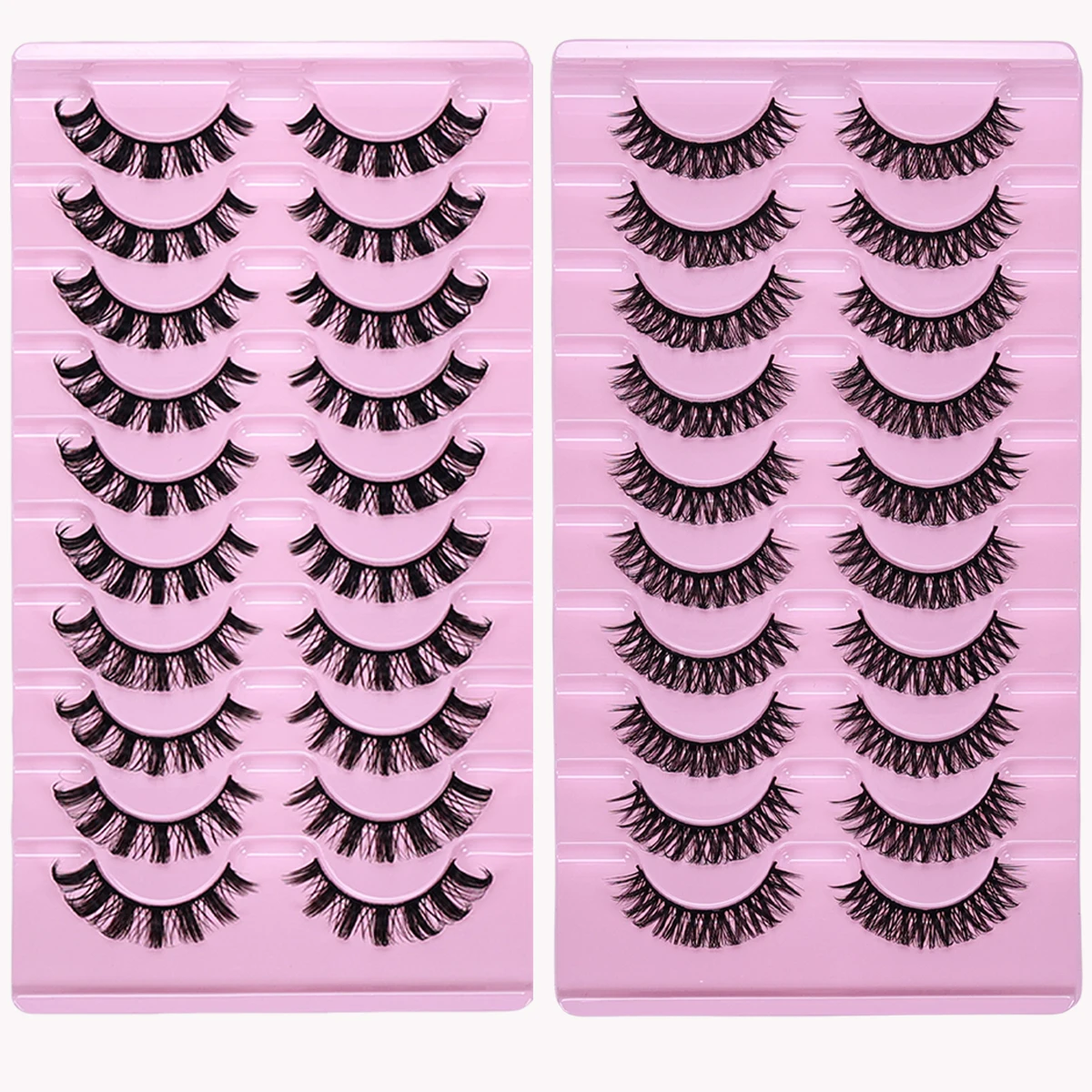 20 Paar/2er-Pack Wimpern D Curl 10–16 mm russische Wimpern 3D-Fälschungswimpern wiederverwendbare flauschige russische Streifenwimpern Image