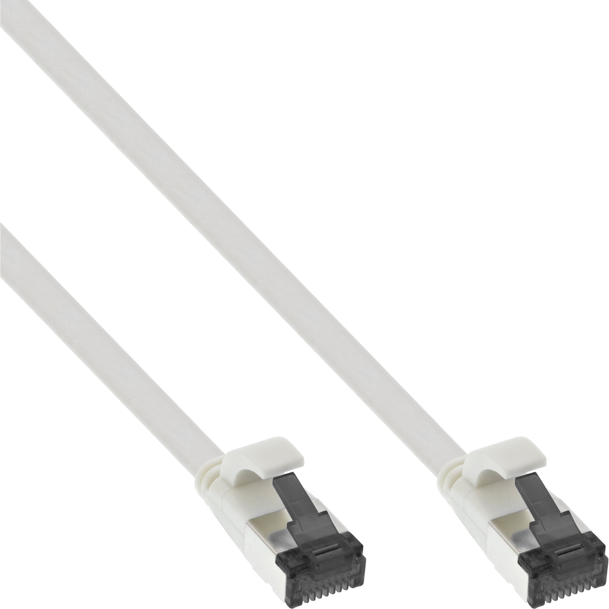 InLine® Patchkabel flach, U/FTP, Cat.8.1, TPE halogenfrei, weiß, 0,3m Image