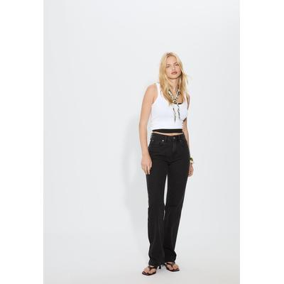 Stradivarius D98 Straight-leg jeans BLACK DENIM WASHED EFFECT 8