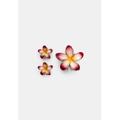 Stradivarius Pack of 3 floral hair clips Pale pink OS