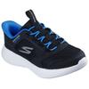 Slip-On Sneaker SKECHERS "GO RUN 400 V2", Kinder, Gr. 27, schwarz (schwarz, blau), Synthetik, kontrastfarbene Details, sportlich, Schuhe, Schlupfschuh mit Slip-ins, Größenschablone zum Download