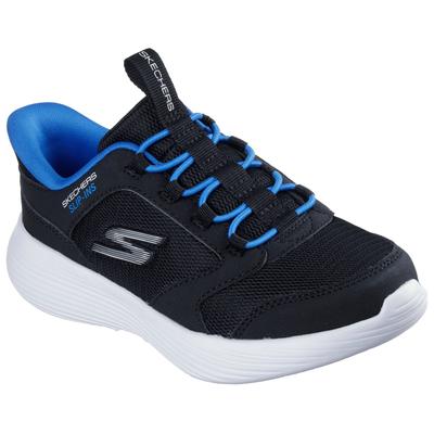 Slip-On Sneaker SKECHERS "GO RUN 400 V2", Kinder, Gr. 32, schwarz (schwarz, blau), Synthetik, kontrastfarbene Details, sportlich, Schuhe, Schlupfschuh mit Slip-ins, Größenschablone zum Download Image