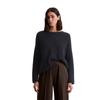 Strickpullover MARC O'POLO "aus Heavy-Weight-Organic-Cotton", Damen, Gr. S, blau (deep night blau), Obermaterial: 100% Baumwolle, unifarben, casual, U-Boot-Ausschnitt, Langarm, Pullover