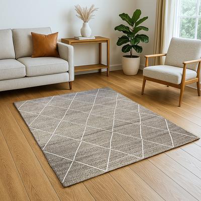 Teppich "Juna Essence", naturgrau,beige,weiß, B:120cm H:10mm L:170cm, Jute, MYFLAIR MÖBEL & ACCESSOIRES, Teppiche, Juteteppich, handgeflochten, meliert, Rauten Muster, auch als Läufer Image