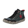 Schnürboots RIEKER, Damen, Gr. 41, grün (oliv, schwarz), Glattleder, Nubukleder, sportlich, Schuhe, Sneakerboots, Schnürboots, Stiefelette mit weicher Innensohle