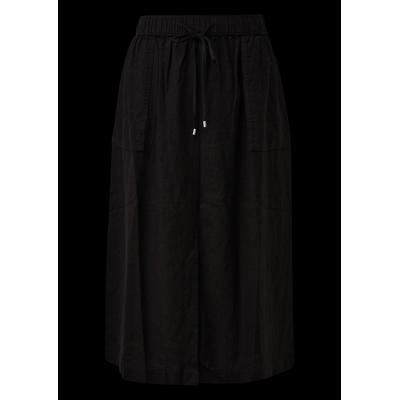 Midirock S.OLIVER, Damen, Gr. 34, schwarz, Web, Obermaterial: 52% Leinen, 48% Viskose, unifarben, casual, regular fit knöchelfrei, Röcke, mit elastischem Bund Image