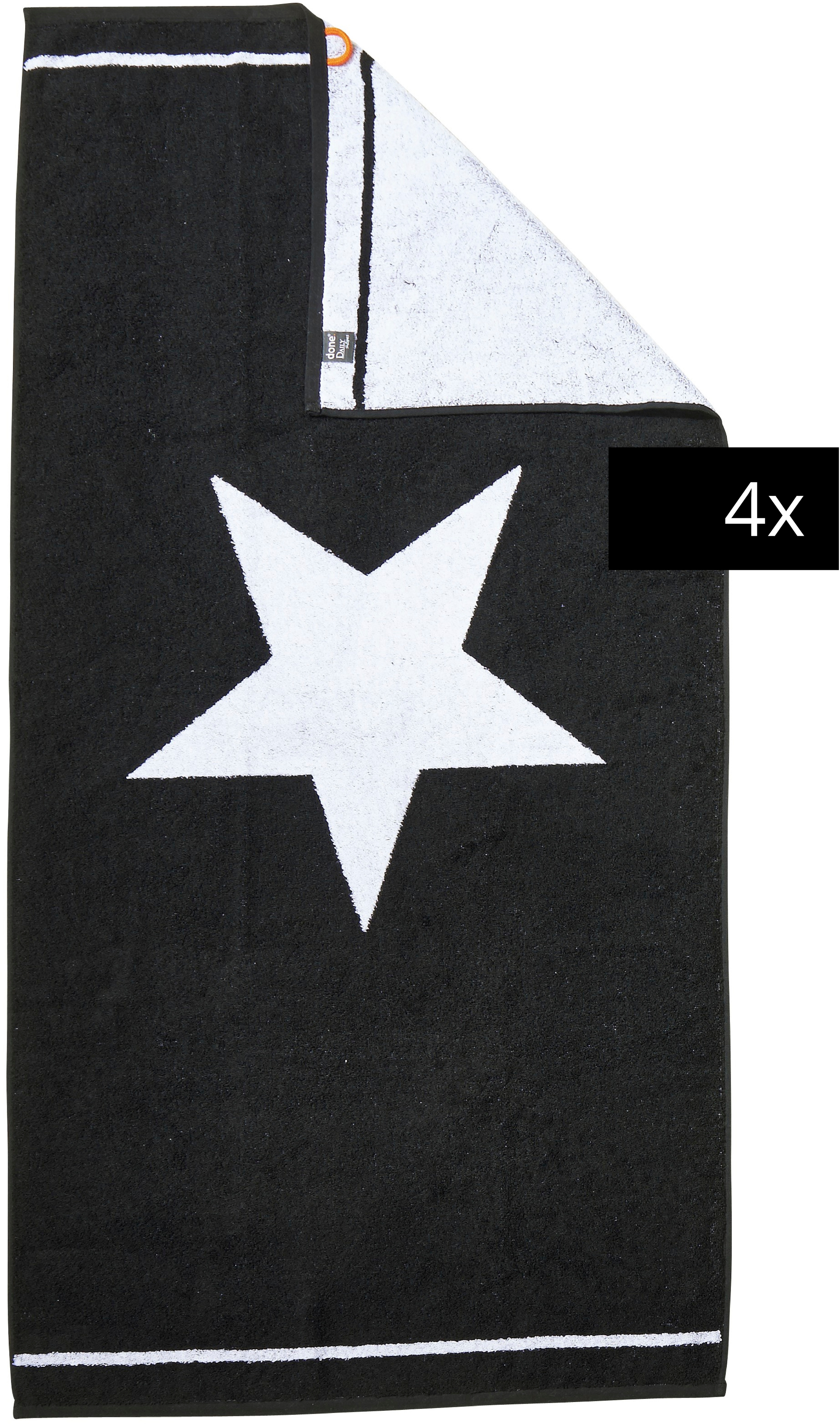Duschtücher DONE. "DAILY SHAPES", schwarz, B:70cm L:140cm, Jacquard-Walkfrottier, Baumwolle, Handtücher Image