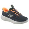 Slip-On Sneaker SKECHERS "GO RUN 400 V2", Kinder, Gr. 32, blau (navy, orange), Synthetik, kontrastfarbene Details, sportlich, Schuhe, Schlupfschuh mit Slip-ins, Größenschablone zum Download
