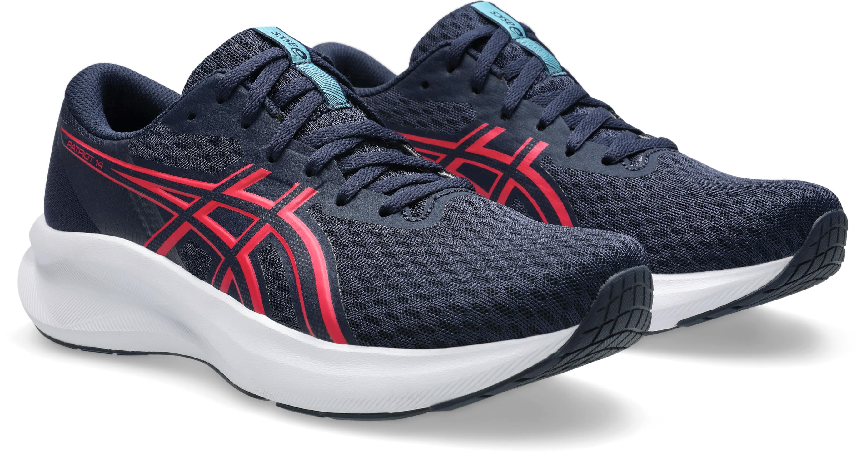 Laufschuh ASICS "PATRIOT 14", Gr. 38, rosa (midnight, bright rose), Textil, Sportlich, Schuhe