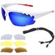 Rapid Eyewear White CYCLING SUNGLASSES for Men & Women with Interchangeable Mirrored, Polarized and Low Light Lenses. Also Running, Triathlon and Ski Glasses. UV400 Anti Fog Protection lenses