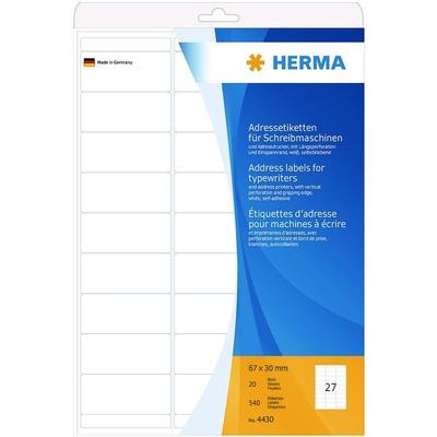 Herma Adress-Etiketten weiß 67,0 x 30,0 mm 540 Stück weiß Image