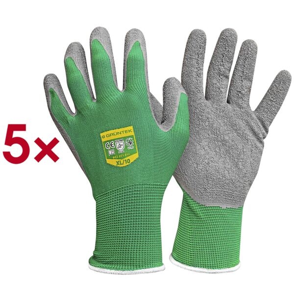 GRÜNTEK Gartenhandschuhe Größe 10 5 Paar grün