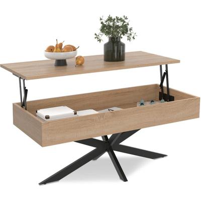 Rechteckiger Couchtisch alix 100 cm Klappbare Tischplatte Spinnenbein Holz und Schwarz Image
