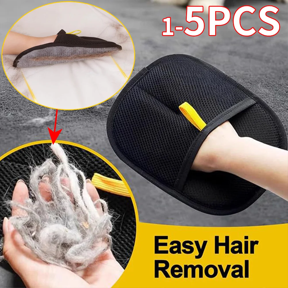 1-5PC Effiziente Tierhaarreinigungshandschuhe Enthaarung Bürsten Werkzeuge für die Hunde- und Katzenpflege Weiche Bürste entfernt Haare vom Sofa-Teppich Image