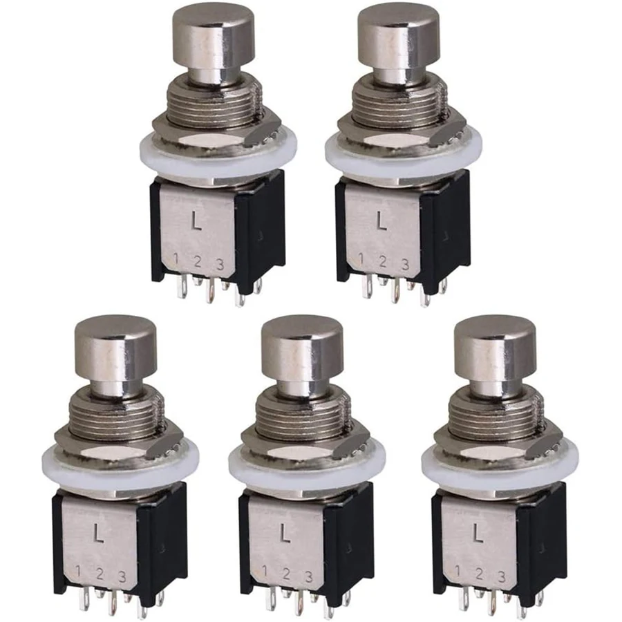 5PCS DPDT Latching Momentary ON/ON Fuß Schalter Gitarre Effekte Pedal Metall Stomp Box 6 Pin Push Button für gitarre Effekt Pedal Image