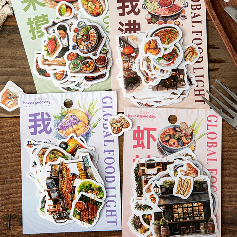 160 Stück Global Eclipse Shards Serie Essen Aquascape Aufkleber Handbuch Collage DIY Notizbuch Journal Stift Fotorahmen Kaffeetasse Image