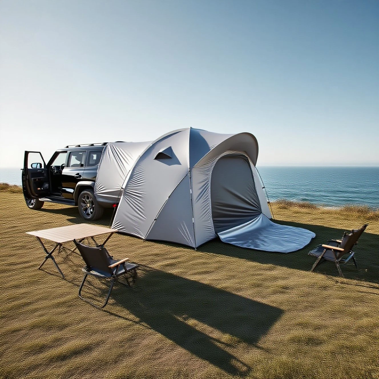 SUV-Campingzelt für 3–4 Personen, PU4000, wasserdicht, mit Netz-Insektentür, überkreuzt belüftet, Schnellrasch-Design, integrierter Boden Image