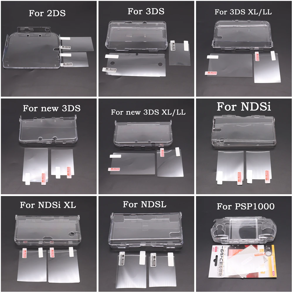 Kunststoff Klar Kristall Shell Haut Fall Abdeckung Für Neue 2DS 3DS XL LL NDSL Für DSi NDSi XL LL Display-schutzfolie Image