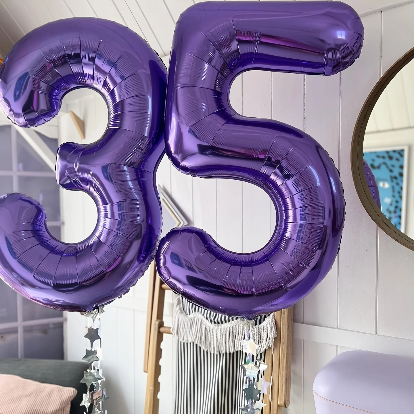 32-Zoll-Lila-Zahlen-Folienballons 10, 13, 15, 18, 21, 30, 35, 40, 50, 60 Jahre, Erwachsene, Geburtstag, Jahrestag, Dekoration, Zubehör, Geschenke Image