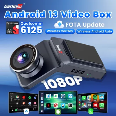 CarlinKit CarPlay Android Auto Wireless AI Box Android 13 Wireless CarPlay TV Box With DVR 1080P for YouTube Netflix OEM Car