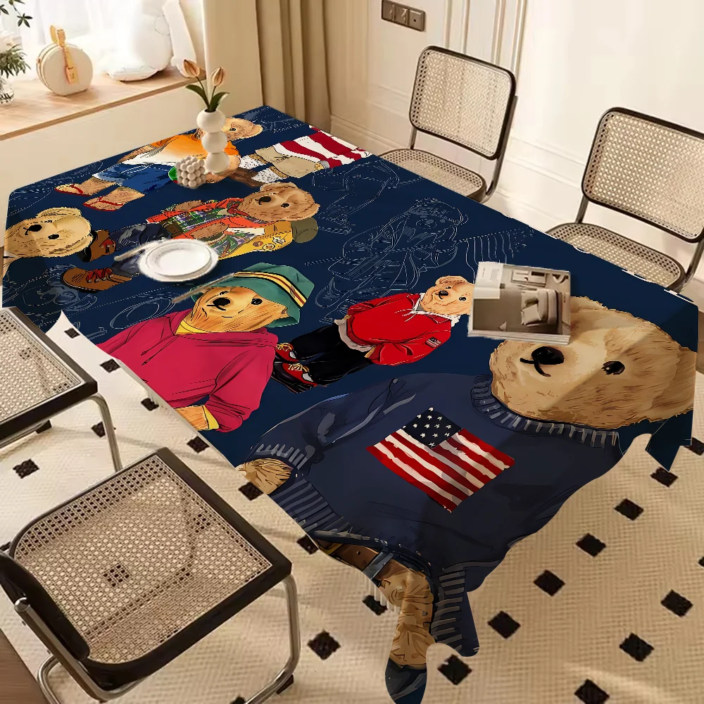 Fashion Bear P_PoloS Block Tischdecke Floral Baumwolle Tischdecke Tischdecke Läufer Tischdecke Rechteckige Tischdecke