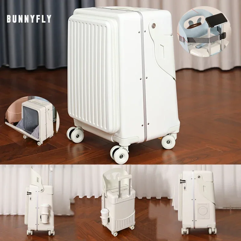 BunnyFly Kid Mom Valigia con sedile per bambini può sedersi suonare Trolley Bagagli Custodia da viaggio per bambini Multifunzione da imbarco