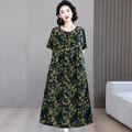 XL-5XL Camicie da notte per madre di mezza età Abito da notte ampio oversize Donna Indumenti da notte Camicia da notte da donna per la casa in cotone estivo stampato