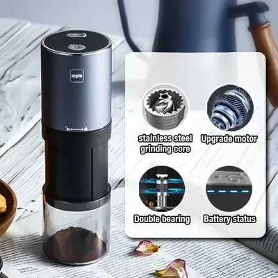Electric Coffee Bean Grinder Small Grinder Stainless Steel Grinding Core Italian Hand Pour USB Rechargeable Coffee Grinder