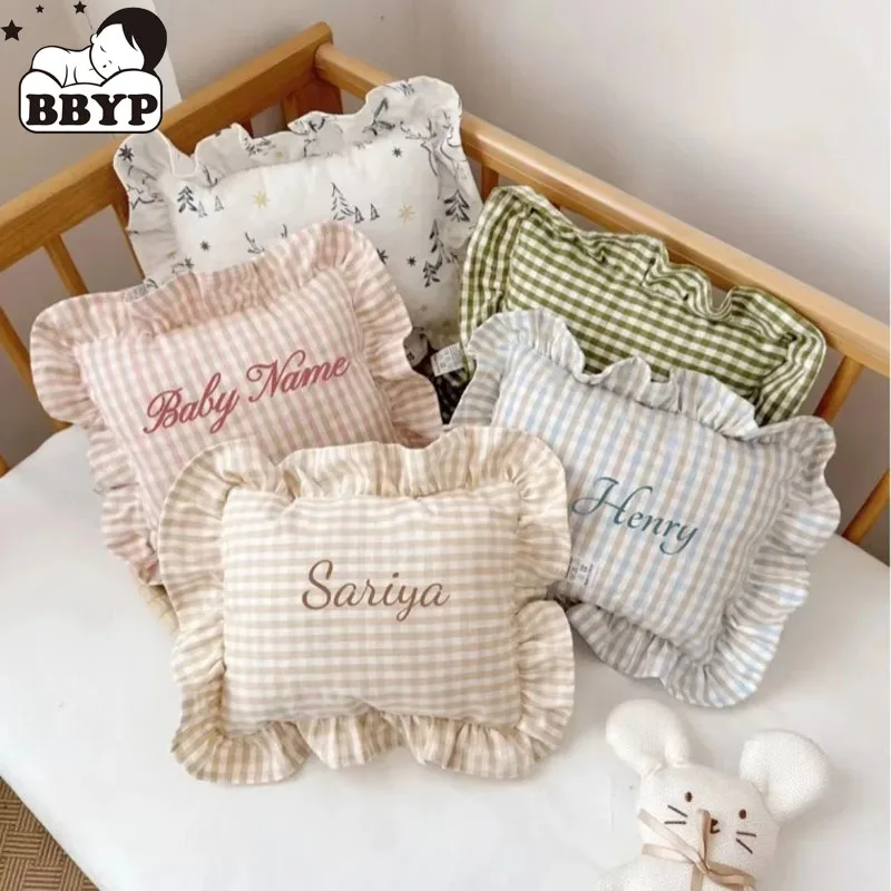 Personalisierung Name Nordic Stil Baumwolle Baby Kleines Kissen mit Rüschen Kinder Kissen Baby Neugeborenen Bettwäsche Kissen Kissen Zimmer