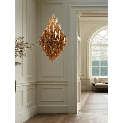 Classical Amber Glass Wall Lamp Large Home Decor Living Room Aisle Lighting Home-appliance Background Indoor Wall Light