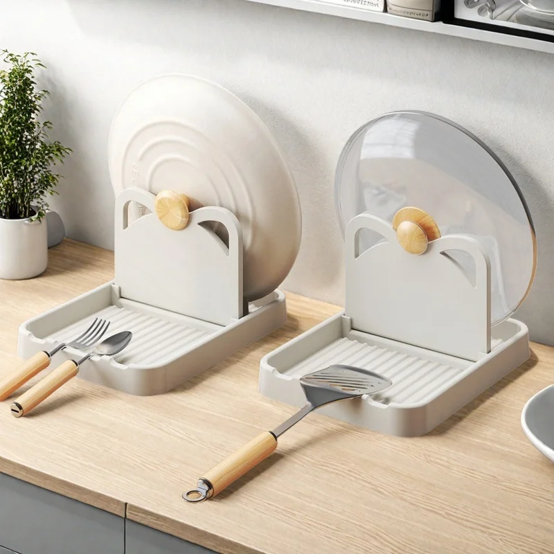 Küche Haushalt Topfdeckel Regale Arbeitsplatte Multifunktions vertikal faltbar Wand montiert Suppenlöffel Lagerregal Spachtel Regal Image