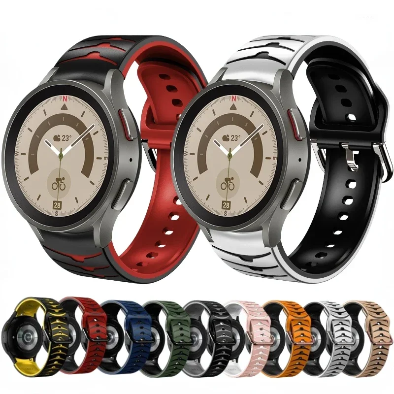 Zweifarbiges Silikonarmband für Samsung Galaxy Watch 7/6/5/4 40 mm 44 mm 6/4 Classic 47/43 mm 42/46 mm Armband für Watch 5Pro 45 mm Image