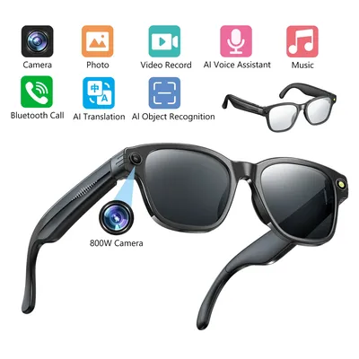 Intelligente Brille, kabelloser Bluetooth-Anruf, Sprachassistent, TWS-Kopfhörer, KI-Übersetzung, blendfreie Audio-Sonnenbrille mit Mikrofon-Lautsprecher Image