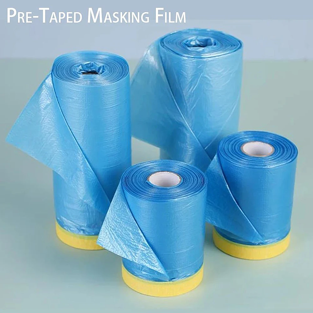 1PCS Pre-Taped Masking Film Kunststoff Folie Automotive Washi Tape Keine Rückstände Maler Kunststoff Tropfen Tuch für Malerei Image