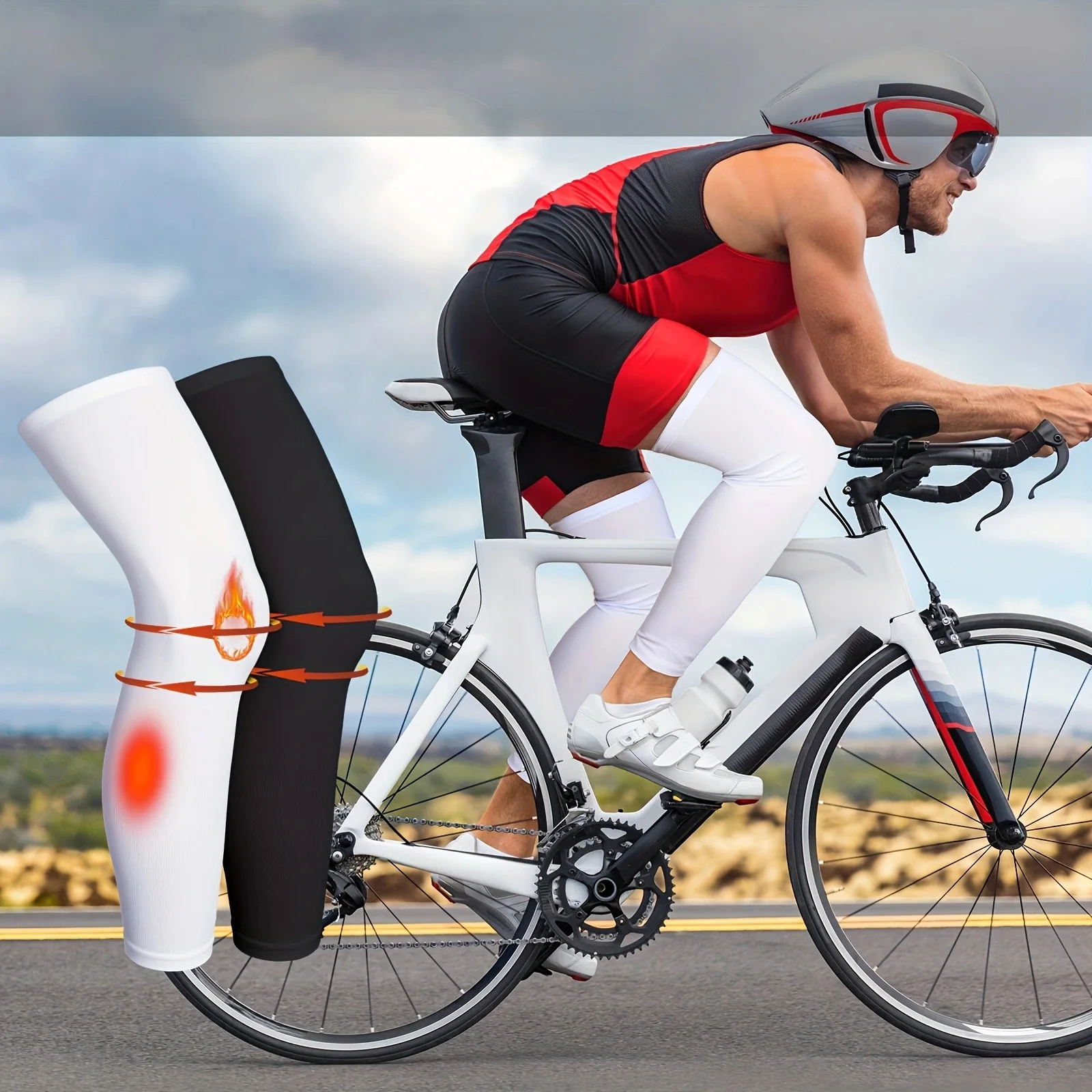 Radfahren Bein Ärmel UV Schutz Kompression Bein Ärmel Männer Frauen Outdoor Anti-Slip Atmungsaktive Laufen Radfahren Waden Ärmel Image
