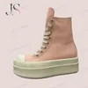 R-o Herrenschuh Stiefeletten Damen Sneaker High Top Freizeitschuhe Reißverschluss Schnürung 6 cm dicke Sohle Sneakers Rosa Canvas Sneakers Stiefeletten