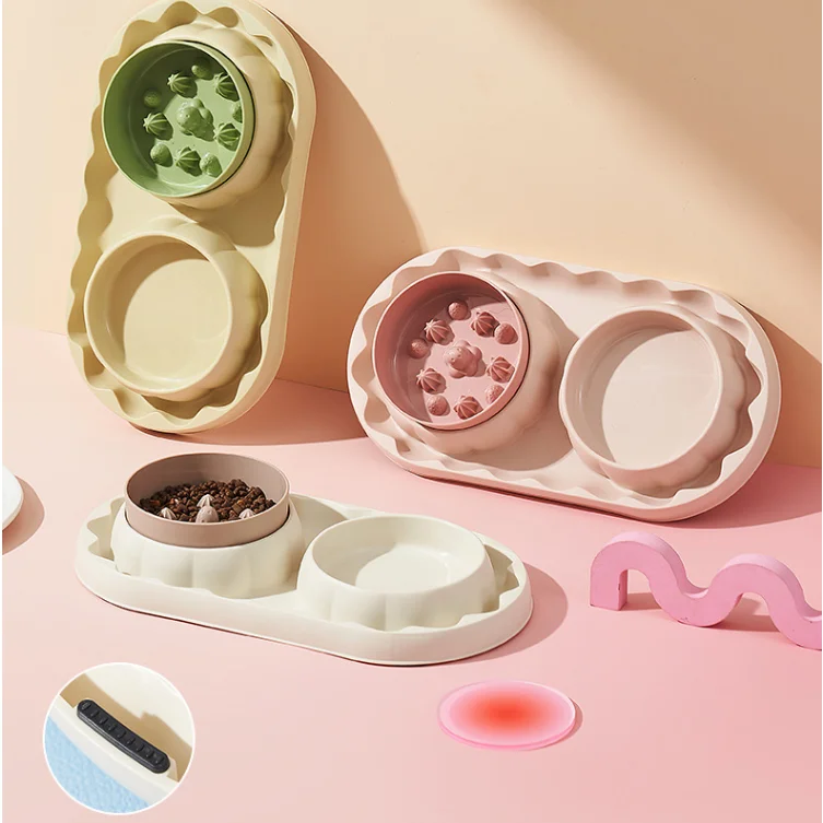 Bol double en acier inoxydable pour animaux de compagnie, bol pour chat, anti-fuite, nourriture pour chien, étouffement, bol de nourriture lente, anti-déversement, bol pour chat, bol pour chien