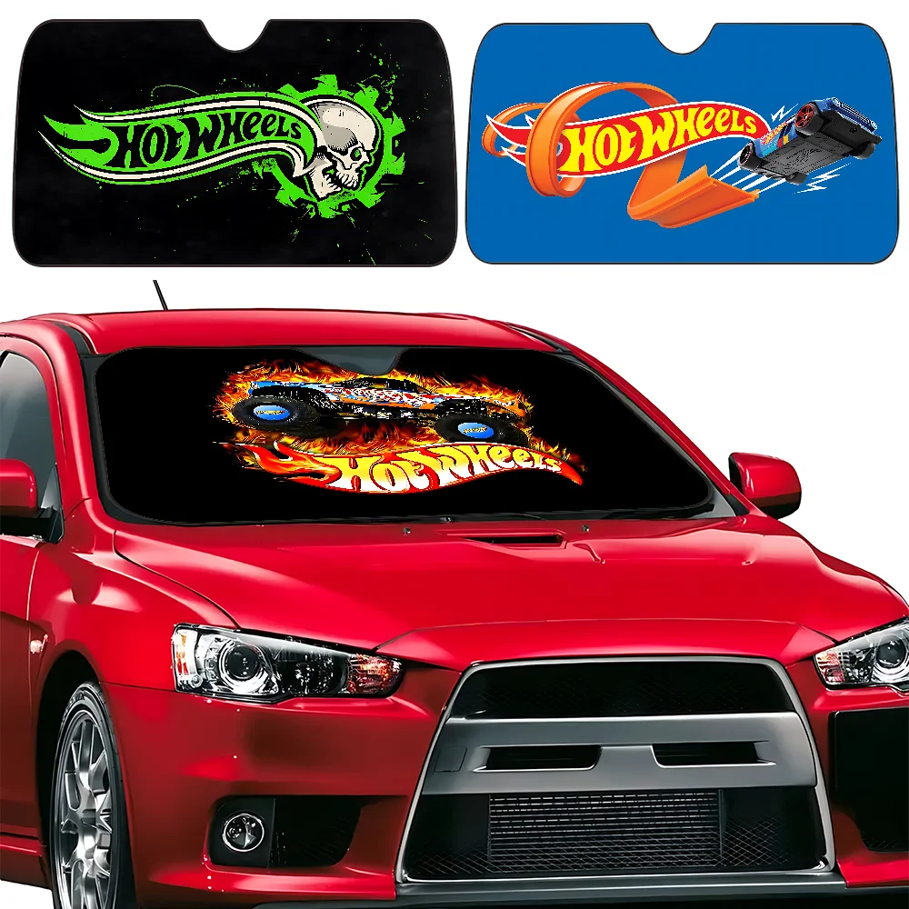 Hot Wheels Rennwagen-Sonnenschutz, Windschutzscheibe, Frontfenster-Visier, 70 x 130 cm, Sonnenblende, Solar-Schutz, kariertes Geschenk, Neuheitsauto Image