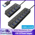 Hub USB 3.0 a 4/7 porte con indicatore LED Controllo interruttore indipendente per tastiera fotocamera stampante disco rigido unità flash portatile