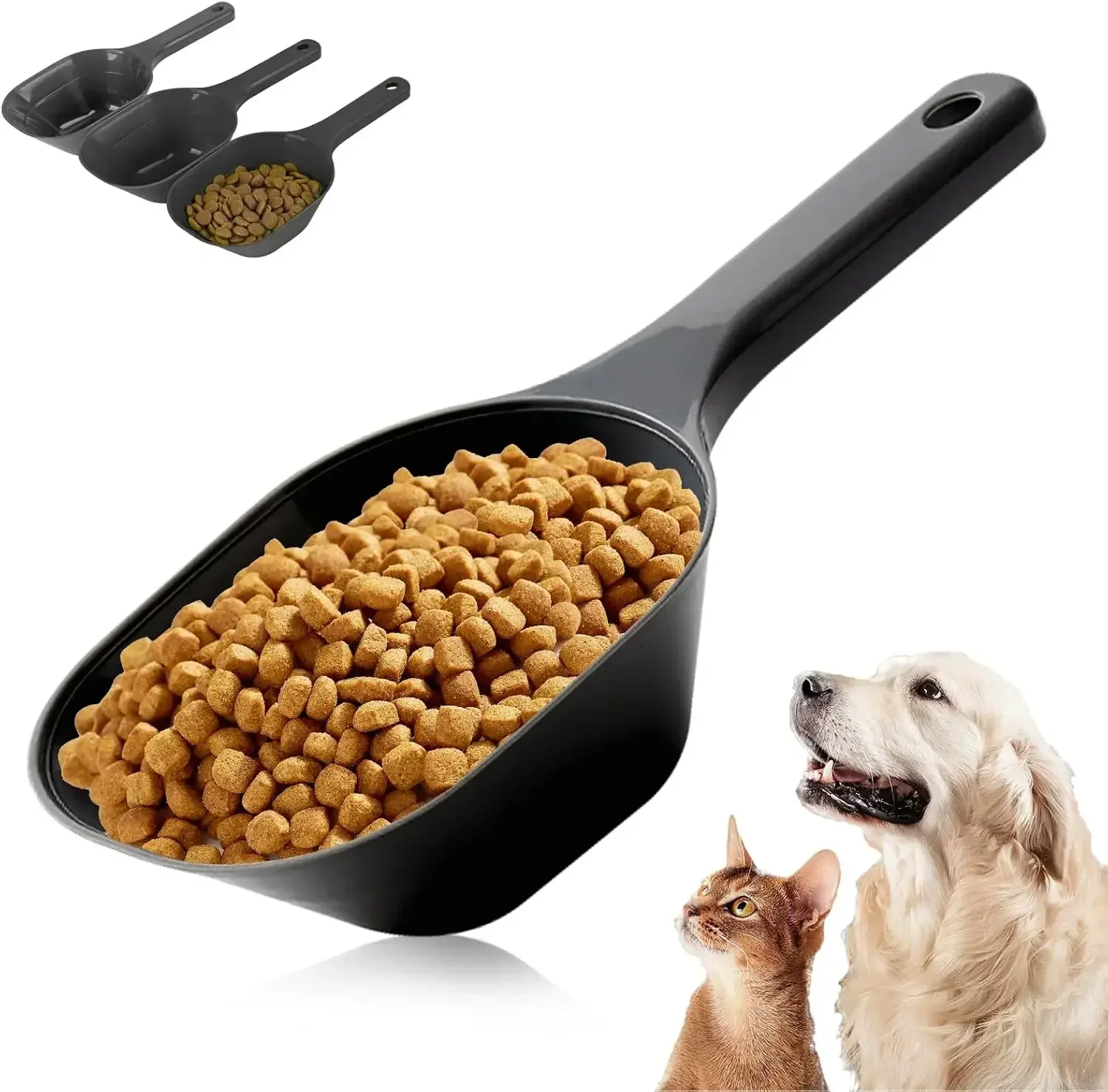 Paquet de 3 cuillères à nourriture pour chien, capacité de 1 tasse, cuillère à aliments pour animaux de compagnie avec lignes de mesure pour chien, chiot et chat
