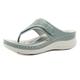 YUTUGTSJ Women Summer Solid Color Slip On Casual Open Toe Wedges Soft Bottom Breathable Slippers(Green,6.5 UK)