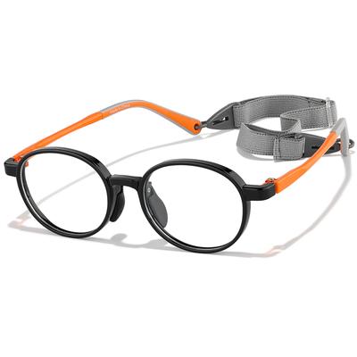 Zenni Kids Round Glasses w/ Strap Black Plastic Full Rim Frame