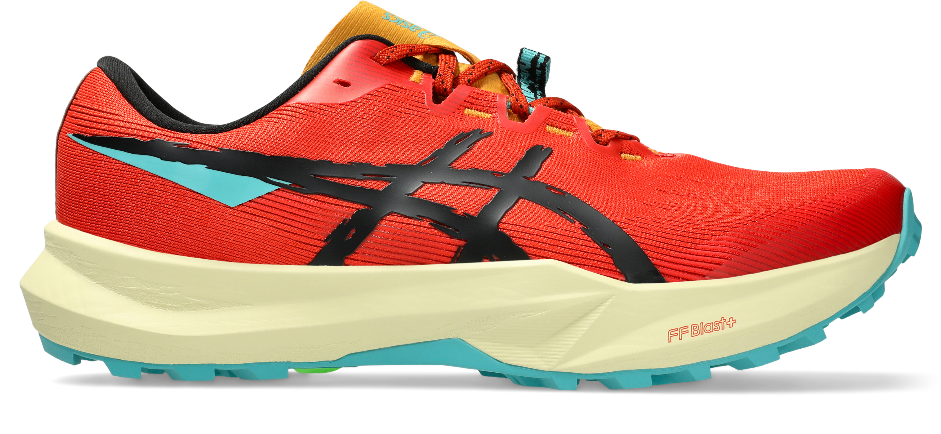 Trailrunningschuh ASICS "FUJI LITE 6", Damen, Gr. 44,5, schwarz (rot clay, schwarz), Textil, Schuhe, leichter Trailrunningschuhe