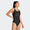 Badeanzug ADIDAS PERFORMANCE "BIG BARS SUIT", Damen, Gr. 44, N-Gr, schwarz-weiß (schwarz, weiß), Obermaterial: 78% Polyamid, 22% Elasthan, sportlich, Badeanzüge