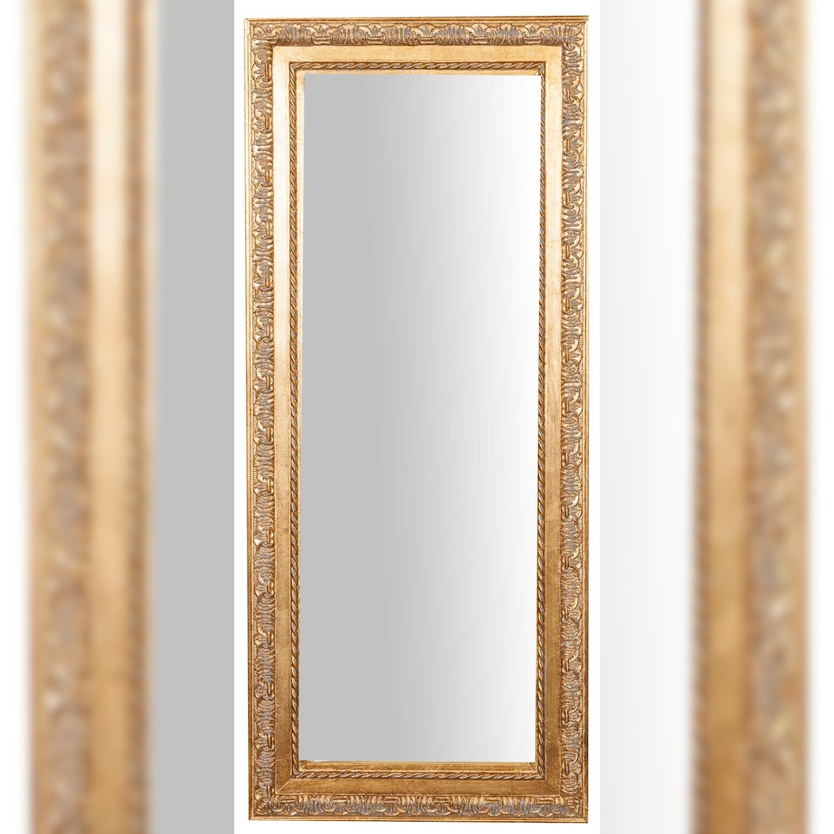 BISCOTTINI INTERNATIONAL ART TRADING Biscottini Schlafzimmerspiegel 35x4x82 cm - Rechteckiger Badezimmerspiegel - Goldener Wandspiegel mit Holzrahmen - Dekorative Wandspiegel Image