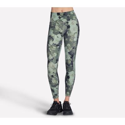 Skechers Women's GO FLEX RIB Inbloom Full Length High-Waisted Legging | Size 3XL | Charcoal/Olive | Nylon/Spandex