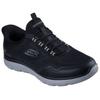 Slip-On Sneaker SKECHERS "SUMMITS", Herren, Gr. 49,5, schwarz (schwarz, grau), Textil, casual, Schuhe, Freizeitschuh, Schnürschuh mit Memory Foam
