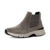 Chelseaboots GABOR ROLLINGSOFT, Damen, Gr. 38,5, grau (taupe), Veloursleder, Elastischer Einsatz, sportlich, Schuhe, Plateau, High Top-Sneaker, Schnürschuh mit Grip-Profil